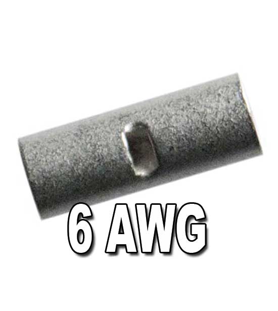 H.D. Seamless Tin-Plated Copper Butt Connectors 6 AWG
